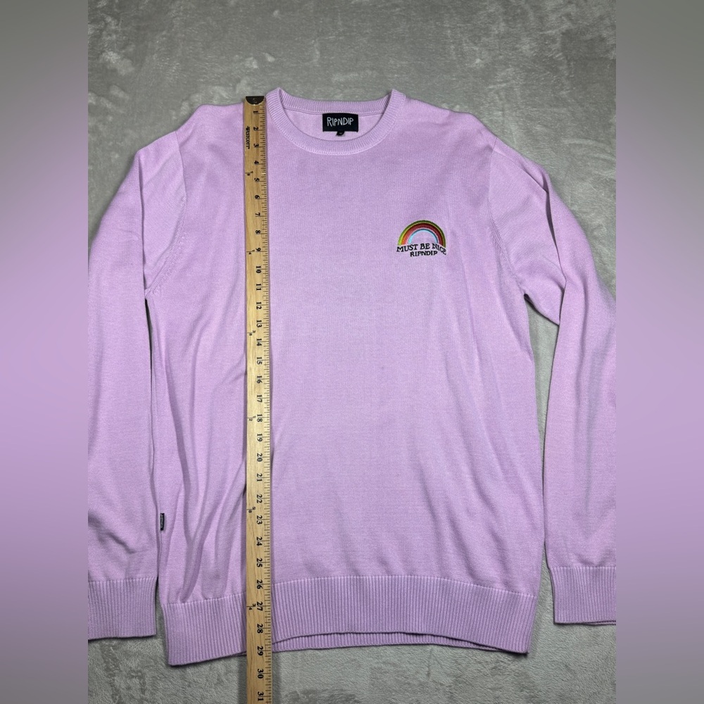 RIPNDIP My Little Nerm Knitted Rainbow Cat Unicorn Lavender Purple Sweater M - Picture 9 of 16
